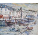 George Hann (1900 - 1979)Harbour Scene, CornwallSigned, oil on canvas, 49.5cm by 59.5cm