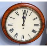 A mahogany 12" wall timepiece, circa 1890, single fusee movement, 37cm diameter