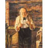 Manner of Walter Dendy Sadler The key maker Oil on copper panel, 24cm by 19cm