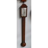 A George III mahogany stick barometer, circa 1820, single vernier dial signed Zappa Fecit, 97cm