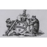 Five armorial crests/prints, to include Barron Rawdon x 2, Earl of Sussex, Earl of Huntingdon x 2 (