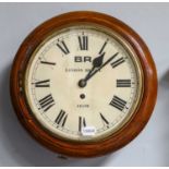 An oak 10" wall timepiece, later painted dial inscribed B.R London Bridge, numbered 902 SR, single