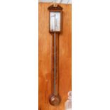 A George III mahogany stick barometer, the single vernier dial signed J Valanterio & Co, Richmond,