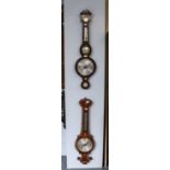 A rosewood wheel barometer, circa 1850, 97cm high, a Victorian rosewood mother-of-pearl inlaid wheel