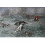 After William Shayer (19th century) ''A hunt in full cry'' Print; together with a further print,