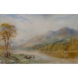 Cornelius Pearson (1805-1891) Lakeland landscape with cattle and sailing boat Signed and dated 1887,