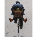 Alexander Millar (b.1960)Gadgie and child on a bikeSigned, numbered verso 81/95, giclee print on