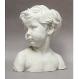 A Parian bust of a young boy, stamped Sevres 1908, 28cm highChip to the end of one of the hair