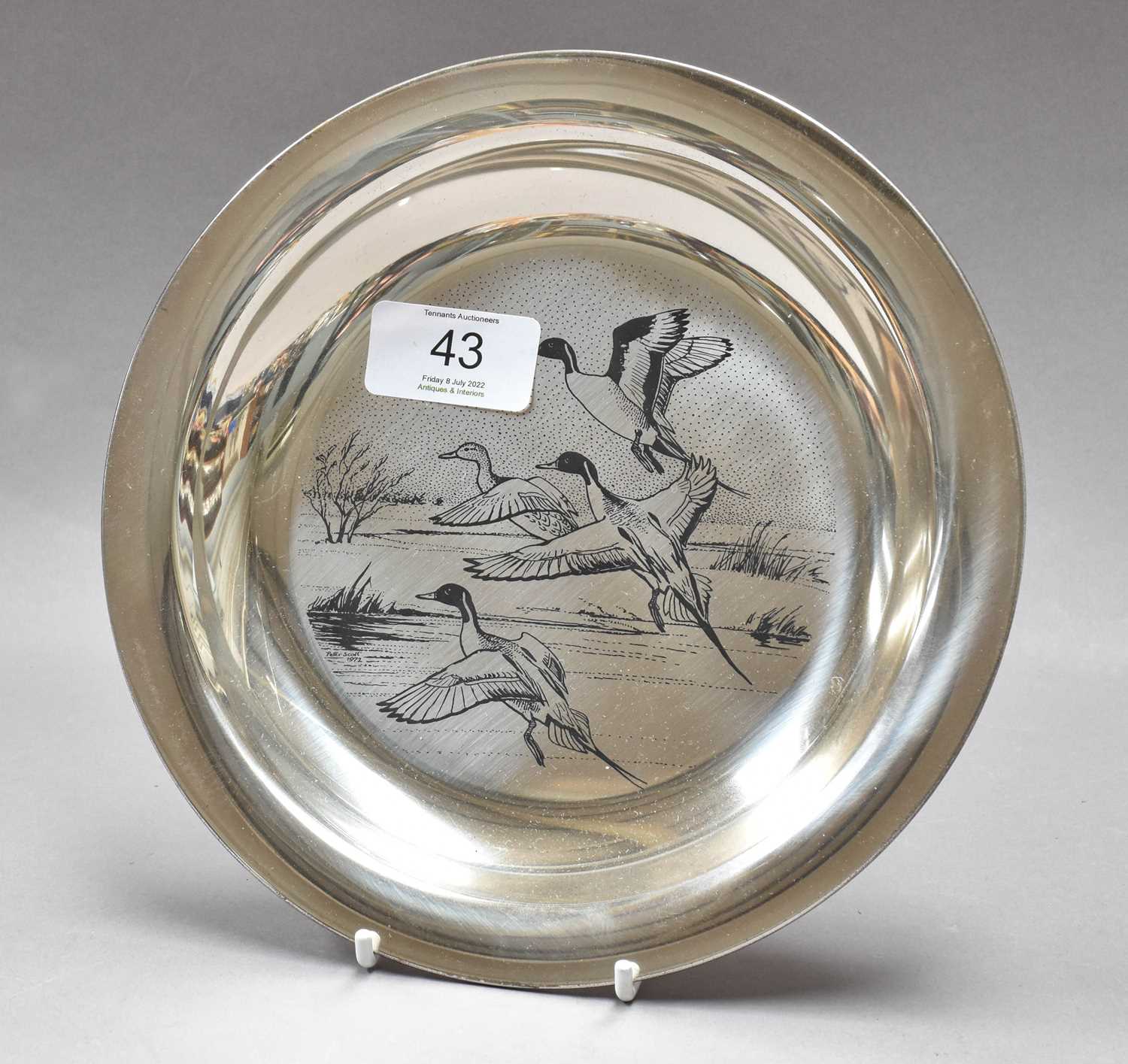 An Elizabeth II Silver Plate, by John Pinches, London, 1972, circular, printed with ducking flight - Image 2 of 2