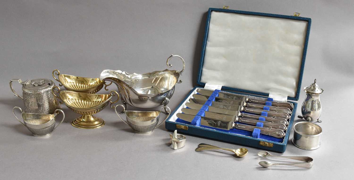 A Collection of Assorted Silver, including: a Victorian silver mustard-pot, by Charles Lias, London,