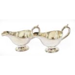 A Pair of Victorian Silver Sauceboats, Maker's Mark LB over M, Birmingham, 1898, each oval and on