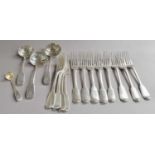 A Collection of George III and Later Silver Flatware, Various Makers and Dates, Fiddle pattern, some