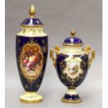 A fruit painted Coalport vase and cover signed Chivers, 34cm, and a further Coalport vase and cover,