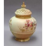 A Royal Worcester vase and cover, shape no. 1286, 26cm highFinial chipped and reglued, the earn
