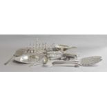 A Collection of Assorted Silver and Silver Plate, the silver including: a toast-rack; a sauce-