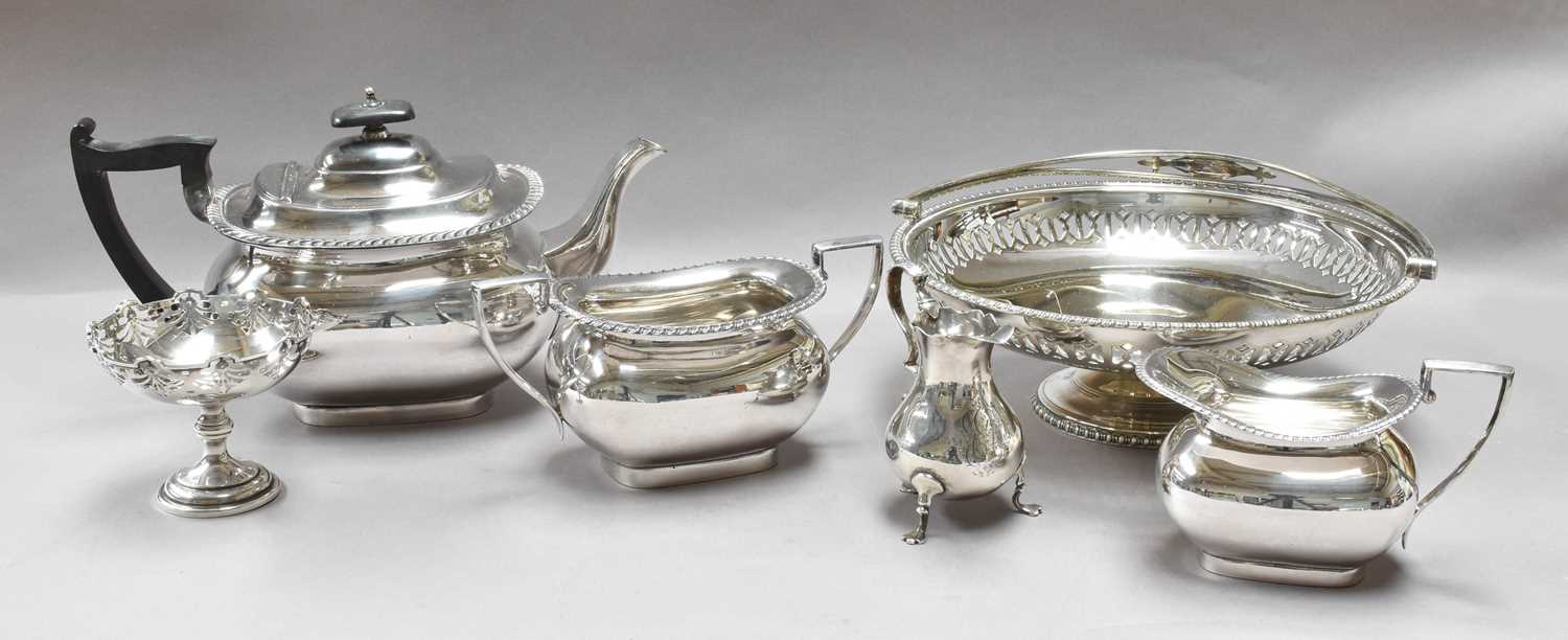 A Collection of Assorted Silver and Silver Plate, the silver comprising: a George II silver cream-