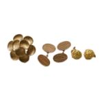 A 9 carat gold brooch, measures 4.0cm diameter; a pair of 18 carat gold earrings, with clip