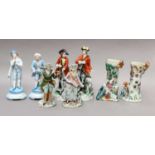 A collection of assorted porcelain, comprising: a pair of Dresden figures of a huntsman and