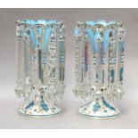 Pair 19th Century Bohemian glass table lustresThe vase sections free from chips and cracks, but with