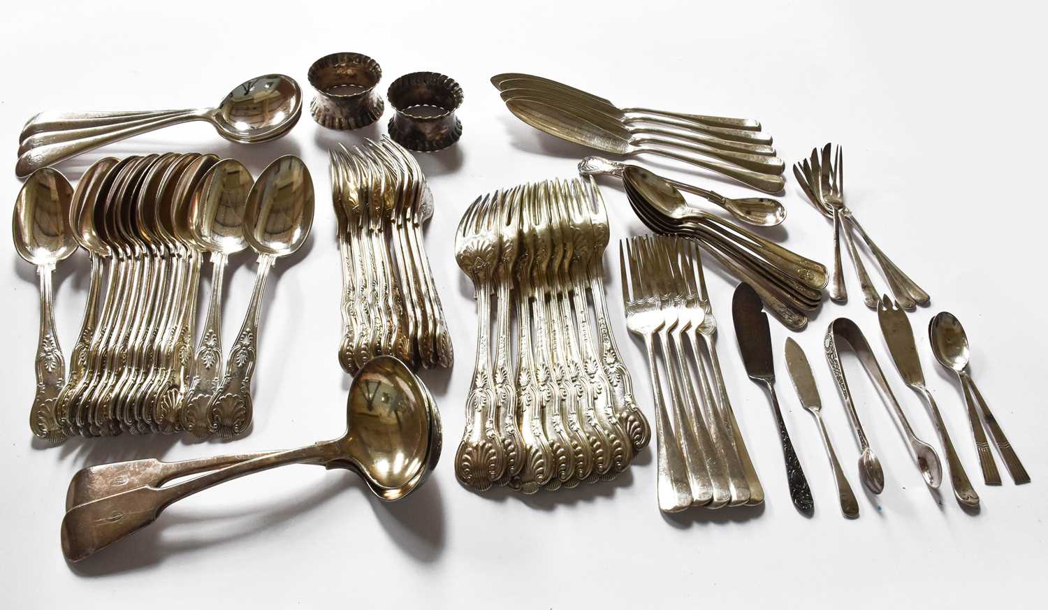 A Collection of Assorted Silver Flatware including: a pair of George III sugar-tongs; two Scottish - Image 2 of 2