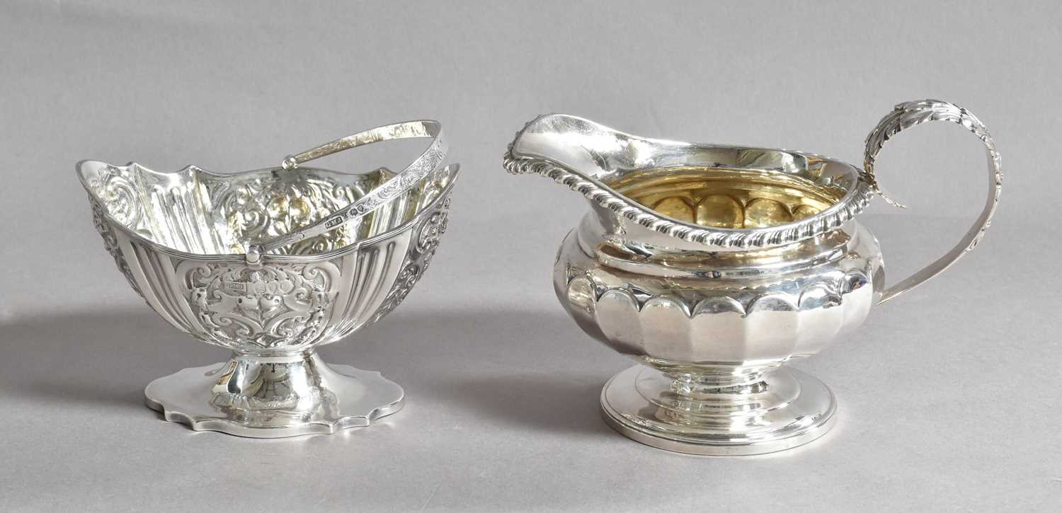 A George IV Silver Cream Jug and a Victorian Silver Sugar Bowl, The First Maker's Mark Rubbed,