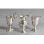 Three Various Victorian and Later Silver Cream Jugs, London, 1898 and 1902 and Birmingham, 1910,