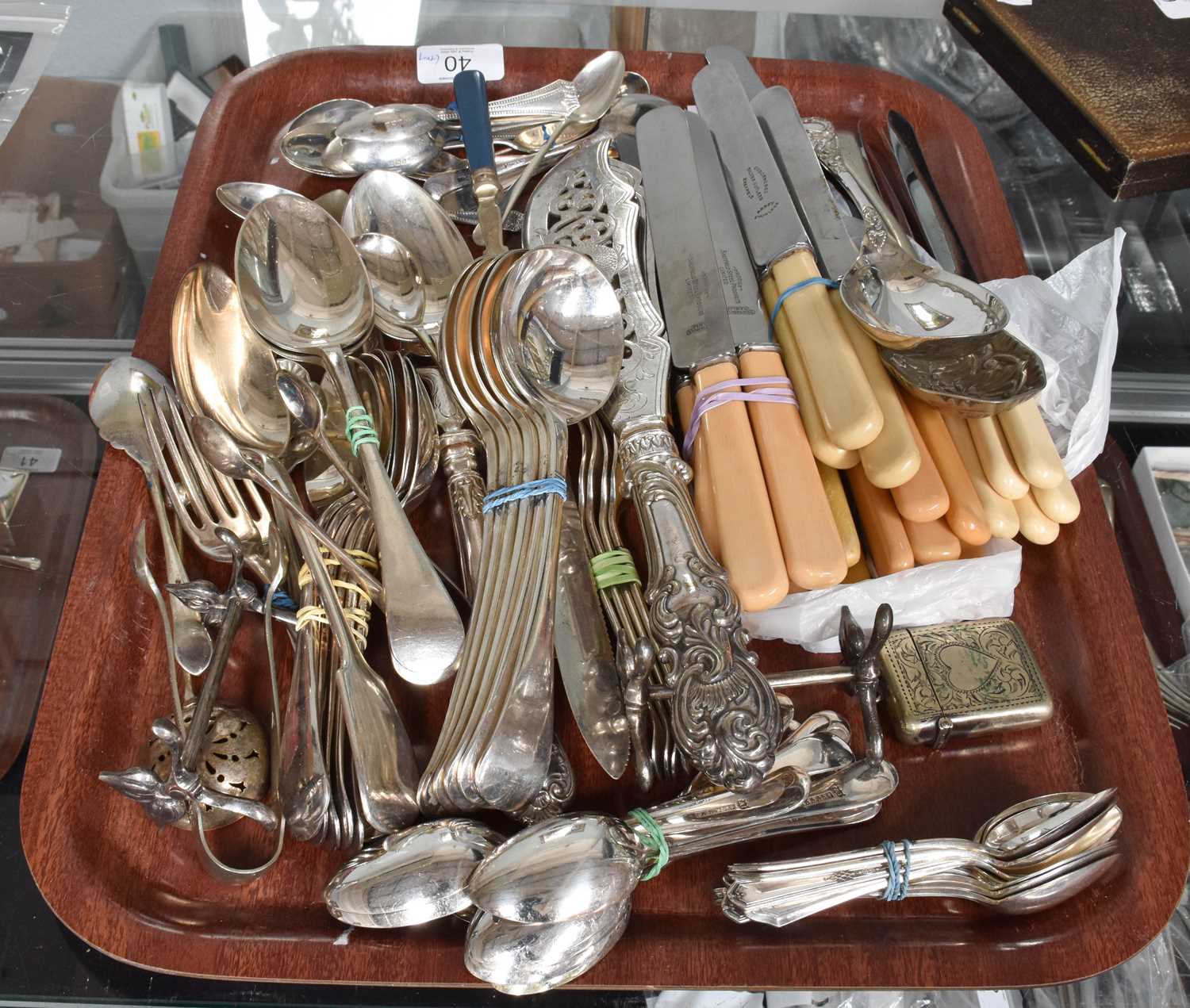 A collection of assorted silver and silver plate flatware, various patterns, weighable silver 7oz - Image 2 of 2