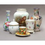 Decorative ceramics, including: Spode, Coalport, Herend, scent bottles etcImari vase with small v
