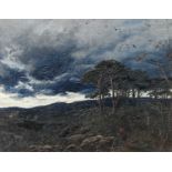 Follower of George Blackie Sticks (19th/20th century) Highland landscape with stormy sky