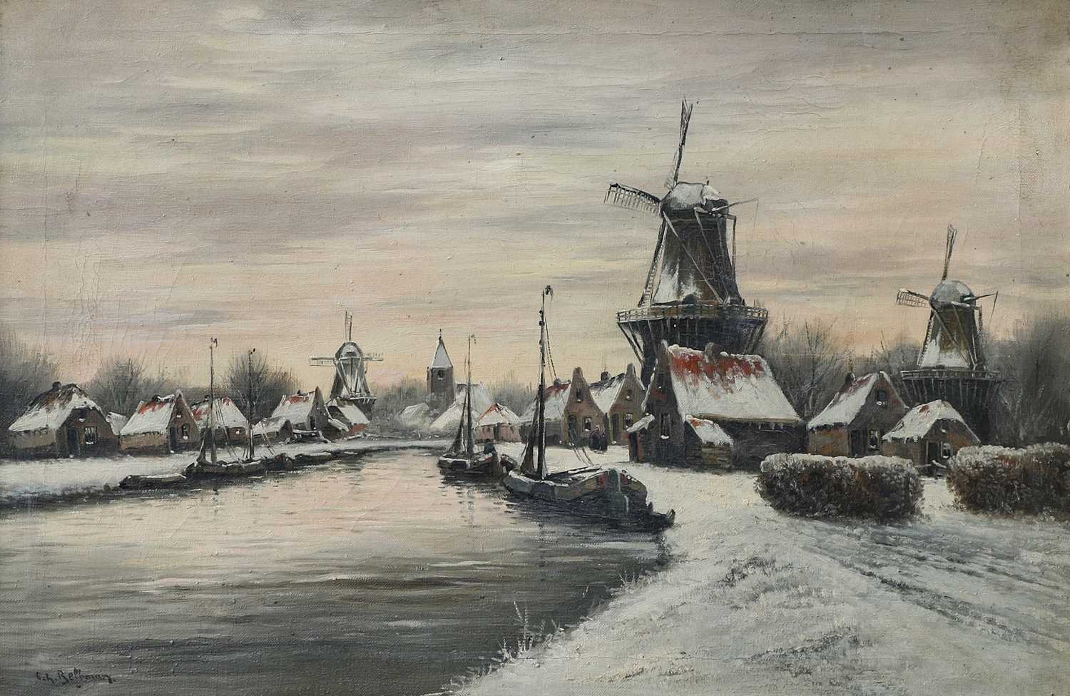 Attributed to J.N.Beek (20th Century)Amsterdam Oil on canvas; together with a further oil on - Image 3 of 4