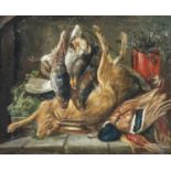 British School (early 20th century) Still life of game on a stone ledge Indistictly signed a