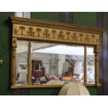 A Regency gilt framed sectional mirror, approximately 140cm by 84cm