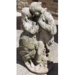 A reconstituted stone garden figure group of Romeo and Juliet, 73cm high
