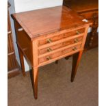 A 1930's rosewood crossbanded mahogany canteen table, 54cm by 41cm by 80cm