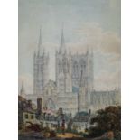 British School (19th century) Lincoln Cathedral Watercolour and pencil, 33cm by 24cm; together