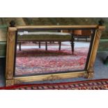 A Regency gilt framed over mantle mirror with ebonised slip and later plate, 101cm by 67cm