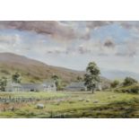 Alan Payne (Contemporary) Dales landscape with grazing sheep Signed, watercolour, 34.5cm by 49cm