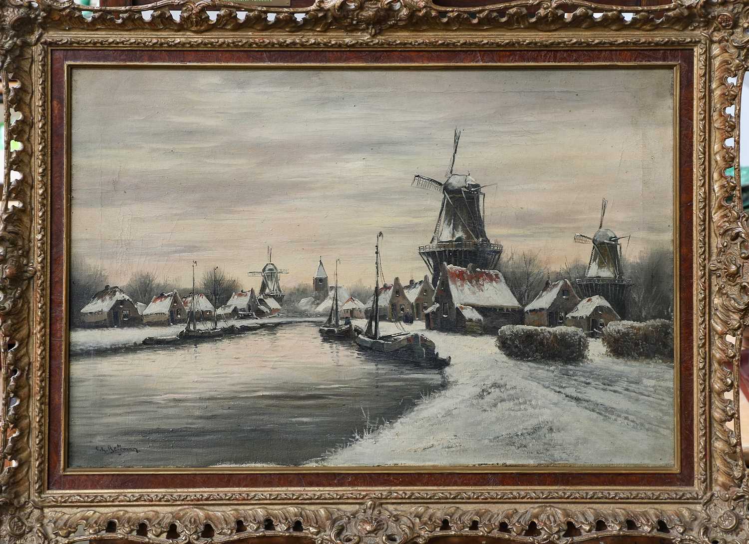 Attributed to J.N.Beek (20th Century)Amsterdam Oil on canvas; together with a further oil on - Image 4 of 4