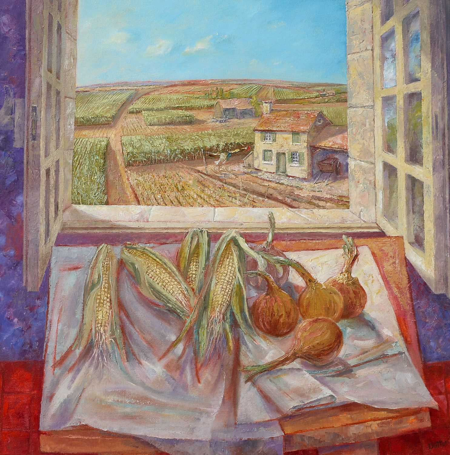 Martin Dutton (Comtemporary)"The Sweetcorn Fields of Northern France"Signed, oil on canvas; together