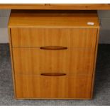 A modern six drawer bedroom chest, 140cm by 50cm by 68cm, and a matching bedside chest of drawers (