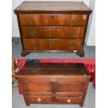 An 18th century walnut three-height chest, 106cm by 50cm by 83cm and an 18th century small oak