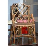 An Aesthetic style bamboo and cane armchair