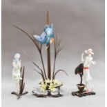 Albany Fine China, Worcester, model of a Kingfisher, together two others titled Chelsea and