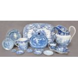 A collection of early 19th century English blue and white transfer printed pottery, including: