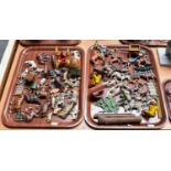 A good quantity of Britains and other painted lead farmyard models, figures, buildings etc (two