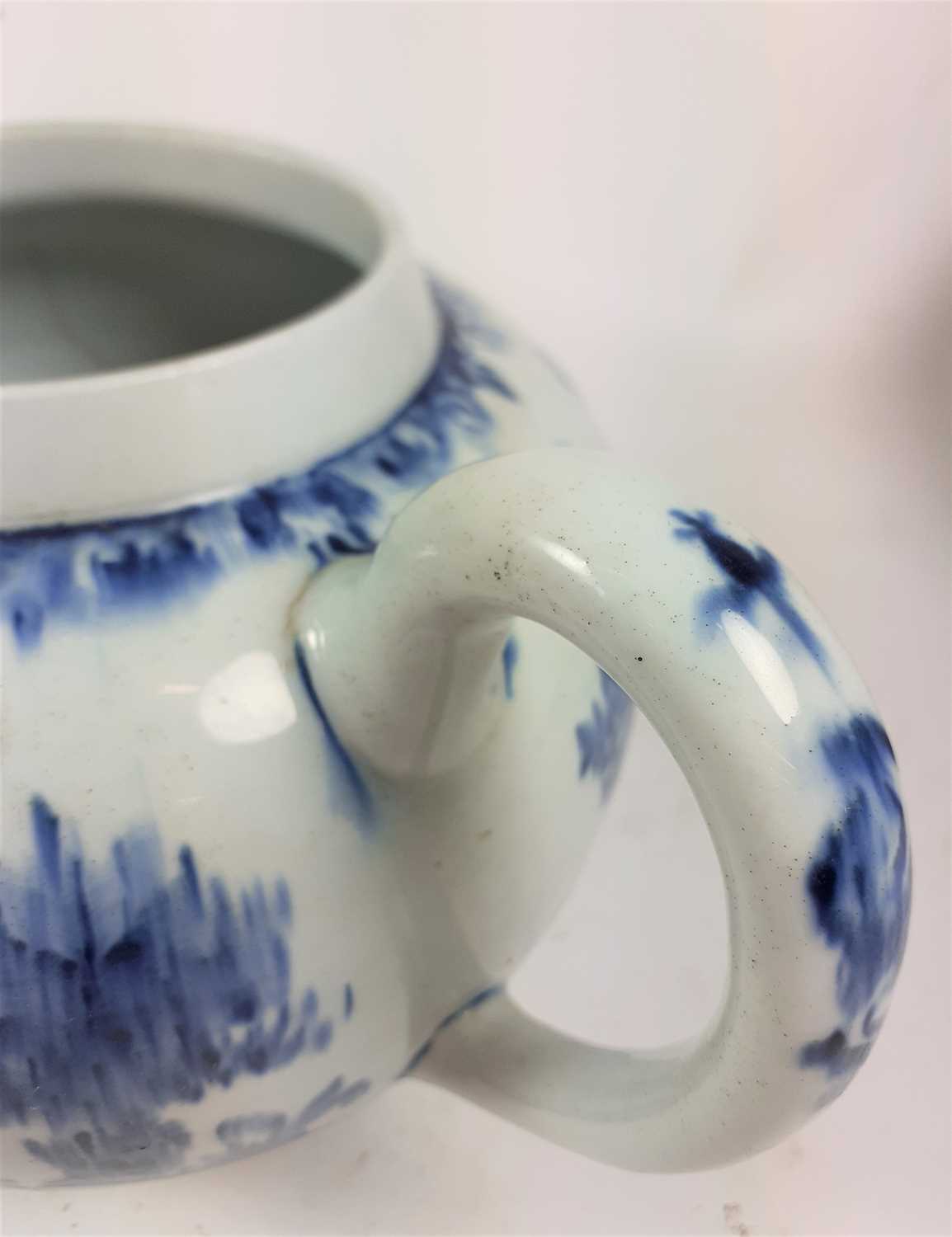 A Lowestoft Porcelain Large Teapot or Punch Pot and Cover, circa 1765-70, of globular form with - Image 6 of 15