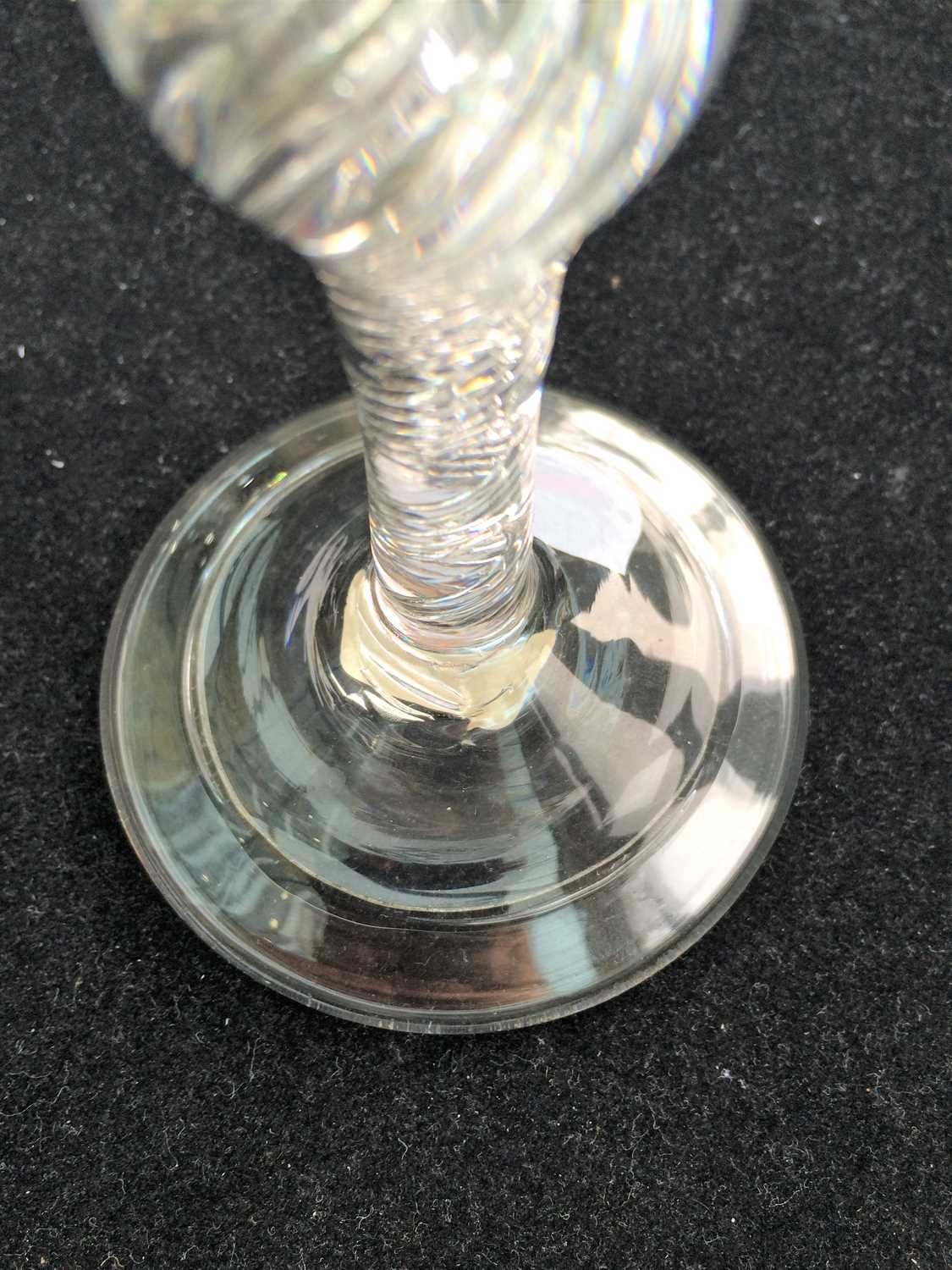 A Wine Glass, circa 1750, the bell shaped bowl engraved with fruiting vine on an inverted baluster - Image 8 of 8