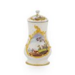 A South Staffordshire Enamel Dry Mustard Pot and Cover, circa 1770, of baluster form, painted with