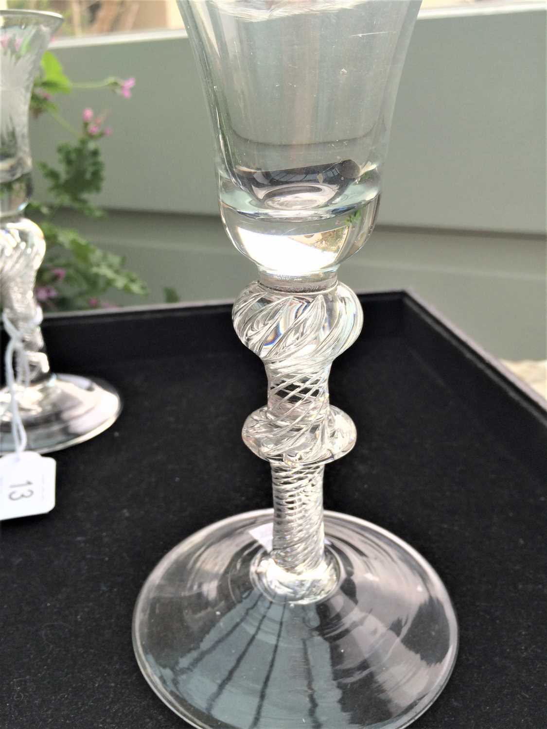 A Large Wine Glass, circa 1745, the bell-shaped bowl on an air twist stem with shoulder ball knop - Image 4 of 7