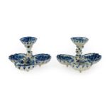 A Pair of Bow Porcelain Sweetmeat Stands, circa 1760, with central fluted circular bowl on a